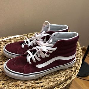 Maroon high top vans